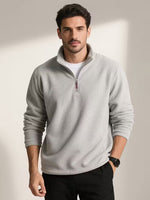 Knit zip up sweater - Grijs