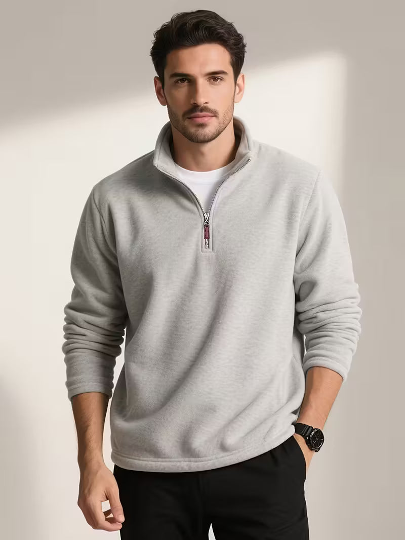 Knit zip up sweater - Grijs