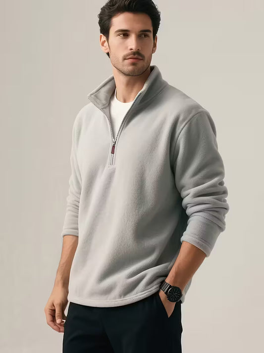 Knit zip up sweater - Grijs