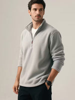 Knit zip up sweater - Grijs