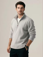 Knit zip up sweater - Grijs