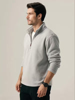 Knit zip up sweater - Grijs